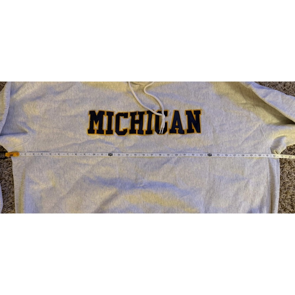 VTG University Of Michigan (U of M)  Hoodie Sweatshirt Gray Embroidered Size 2XL - Picture 3 of 8